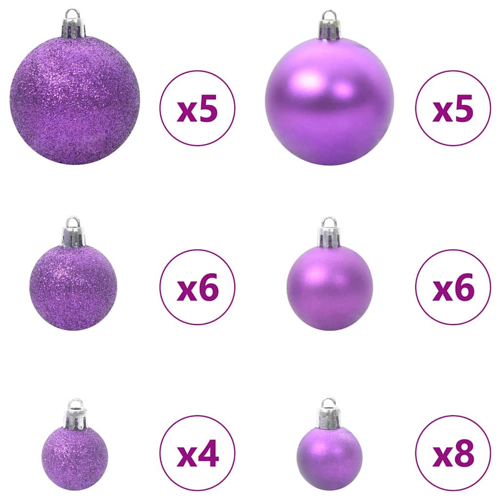 Christmas Bauble Set with 150 LEDs 61 pcs Lilac Plastic